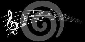 Music notes, white group musical notes - vector